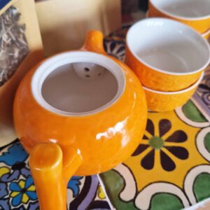 Set de Tetera Naranja + Cuatro tazas