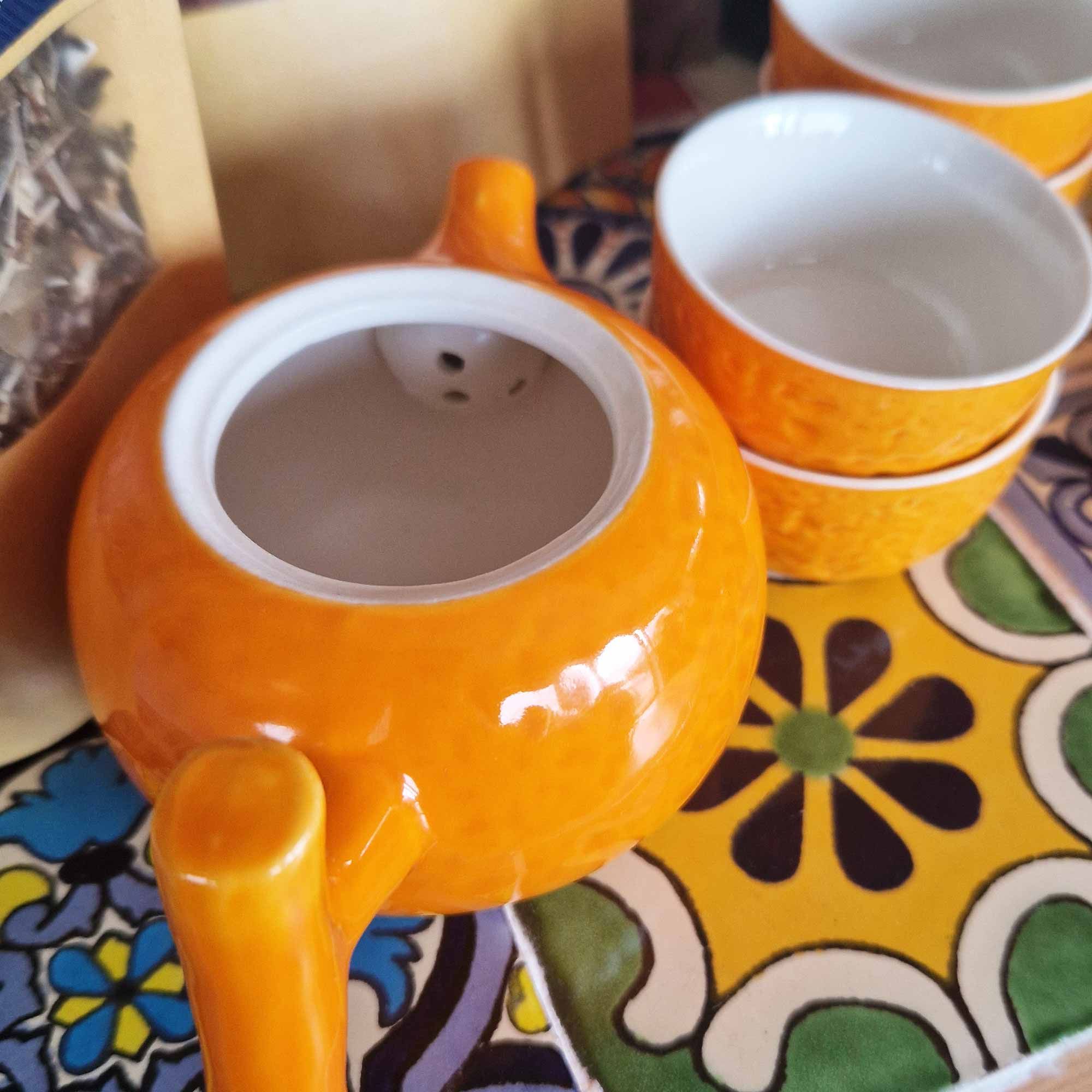 Set de Tetera Naranja + Cuatro tazas